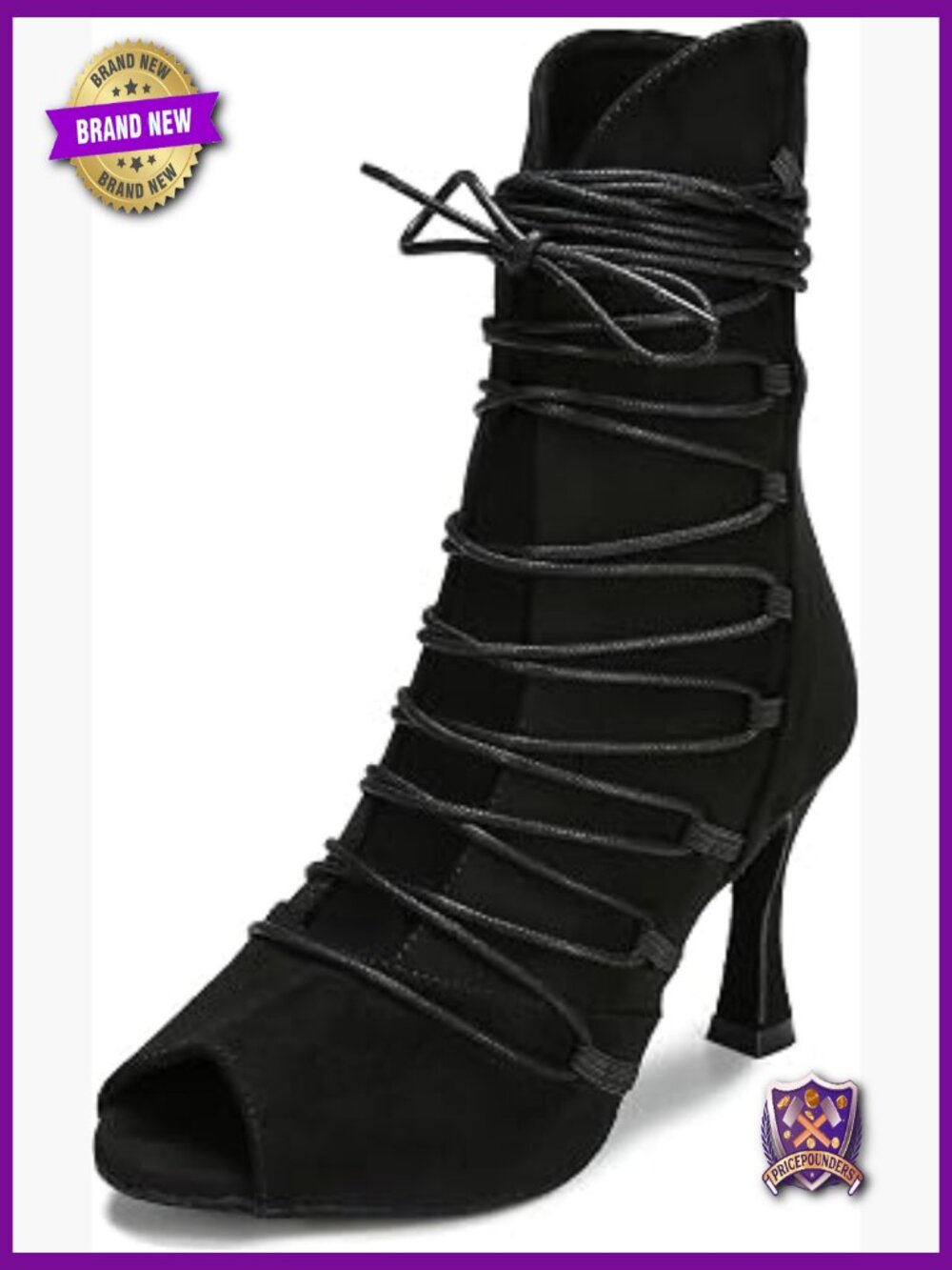 Professional Latin Salsa Dance Boots with 3.5in Heel Suede Sole Zipper